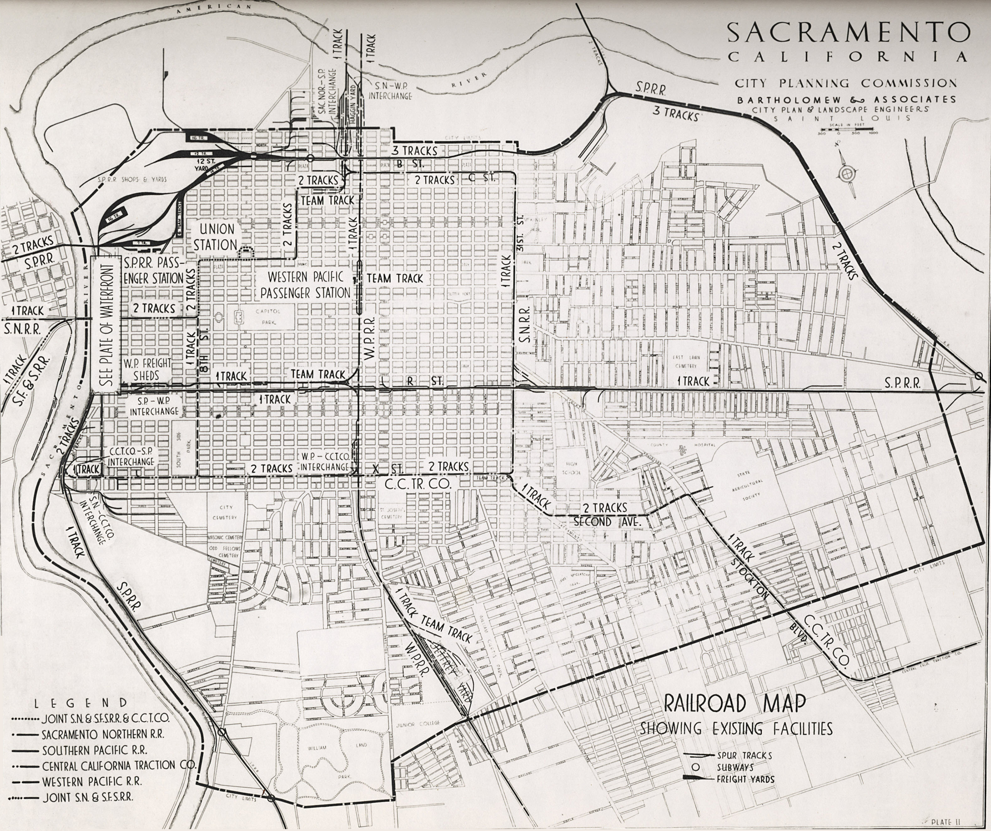 1854-44.75 x 23 Old Railroad Map Sacramento Valley Railroad 